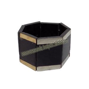 Pulsera de madera heptagonal de regalo de boda para dama en colores negro dorado plateado-Brazaletes de moda - Product Image 1