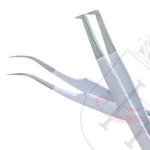 Pinzas de extensión de pestañas, par de pinzas de extensión de pestañas de satén y blanco, herramientas de maquillaje - Product Image 3