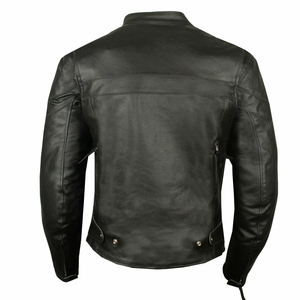 Chaqueta de motorista de cuero de oveja con cierre y cremallera, color negro, hecho en Pakistán - Product Image 3