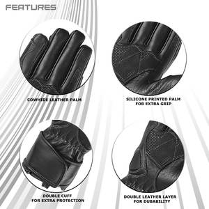Gants de course en cuir véritable autoroute Auto moto gants de sport de course noir - Product Image 4