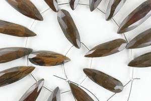 Gema de jaspe de madera Natural, 18 piezas, forma de pera facetada, Briolette, cuentas de piedra semipreciosa - Product Image 2