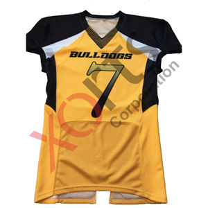 Maillots de football américain sublimés bleu Orange sur mesure maillot de football américain bicolore tissu de maille spandex GSM lourd - Product Image 6