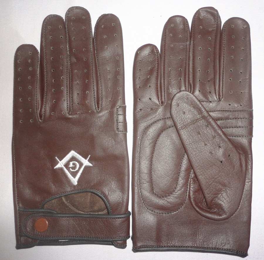 Wholesale Hot Sale Design Customized logo Brown Leather Masonic Gloves