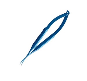 Tijeras Quirúrgicas Vannas para Capsulotomía, 9.5cm 10.5mm, Puntas Anguladas Afiladas, Acero, Manuales - Product Image 1