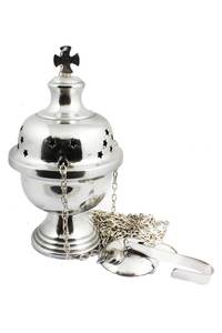 Encensoir gravée croix en laiton massif, fournitures d'église - Product Image 5