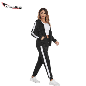 Conjuntos de chándal para mujer, bloque de Color sólido, cremallera completa, con capucha y pantalón largo, chándal de dos piezas, chándal 2024 - Product Image 4