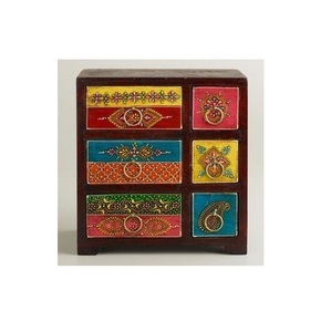 Boîte à bijoux élégante design antique moderne classique Décoratif unique Peint à la main Inde 5 tiroirs coffre à bijoux boîtes en bois - Product Image 4