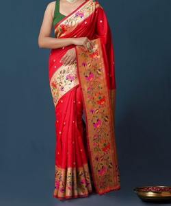 Banarasi Silk Sarees Party Wear Wedding Indian Apparelgarment - Product Image 4