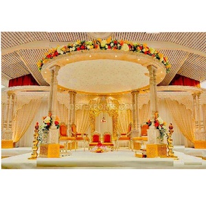 Mandap de Boda Exclusivo de Doble Poste, Mandap Indio de Doble Poste Bellamente Tallado, Mandap de FRP Estilo Sureño Indio para Bodas en el Reino Unido - Product Image 1