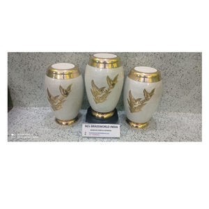 Urne de crémation en laiton blanc de haute qualité taille adulte pour stocker les cendres humaines à la maison-Fournitures funéraires - Product Image 1