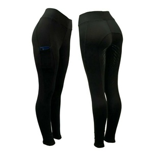 Leggings de equitación de spandex/poliéster, antideslizantes, antibacterianos, transpirables, hasta el tobillo, para verano, en todos los colores y tallas. - Product Image 2