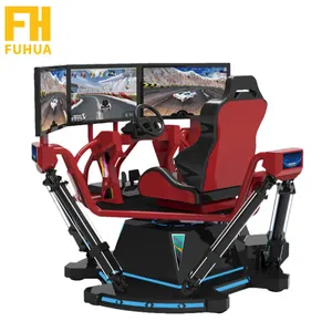 High Speed VR Car Driving Simulator Vritual Reality Amusement Park 6 Dof 3 Screen 4D Car Racing Simulator