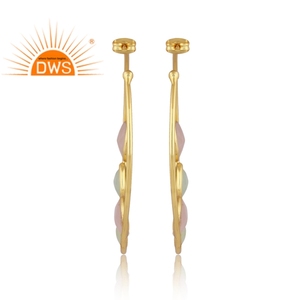 Wholesale 18k Yellow Gold Plated Hoop <b>Earrings</b> for Womens Jewelry Gemstone Hoop <b>Earrings</b> Manufacturer - Product Image 4