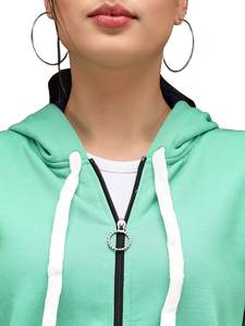 High Quality Custom Logo Cotton Long Sleeve <b>Zip</b> <b>Up</b> Crop <b>Top</b> <b>Women</b> Hoodie For Gym - Product Image 6