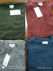 Lot de stock du Bangladesh, pulls à col rond en coton 100% pour hommes, marques originales, manches longues, vêtements d'automne, anti-froissement - Product Image 2