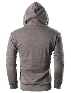 Sudadera con capucha y cremallera para hombre, ropa deportiva masculina de gimnasio, con cordón frontal, color negro, con bolsillos - Product Image 3