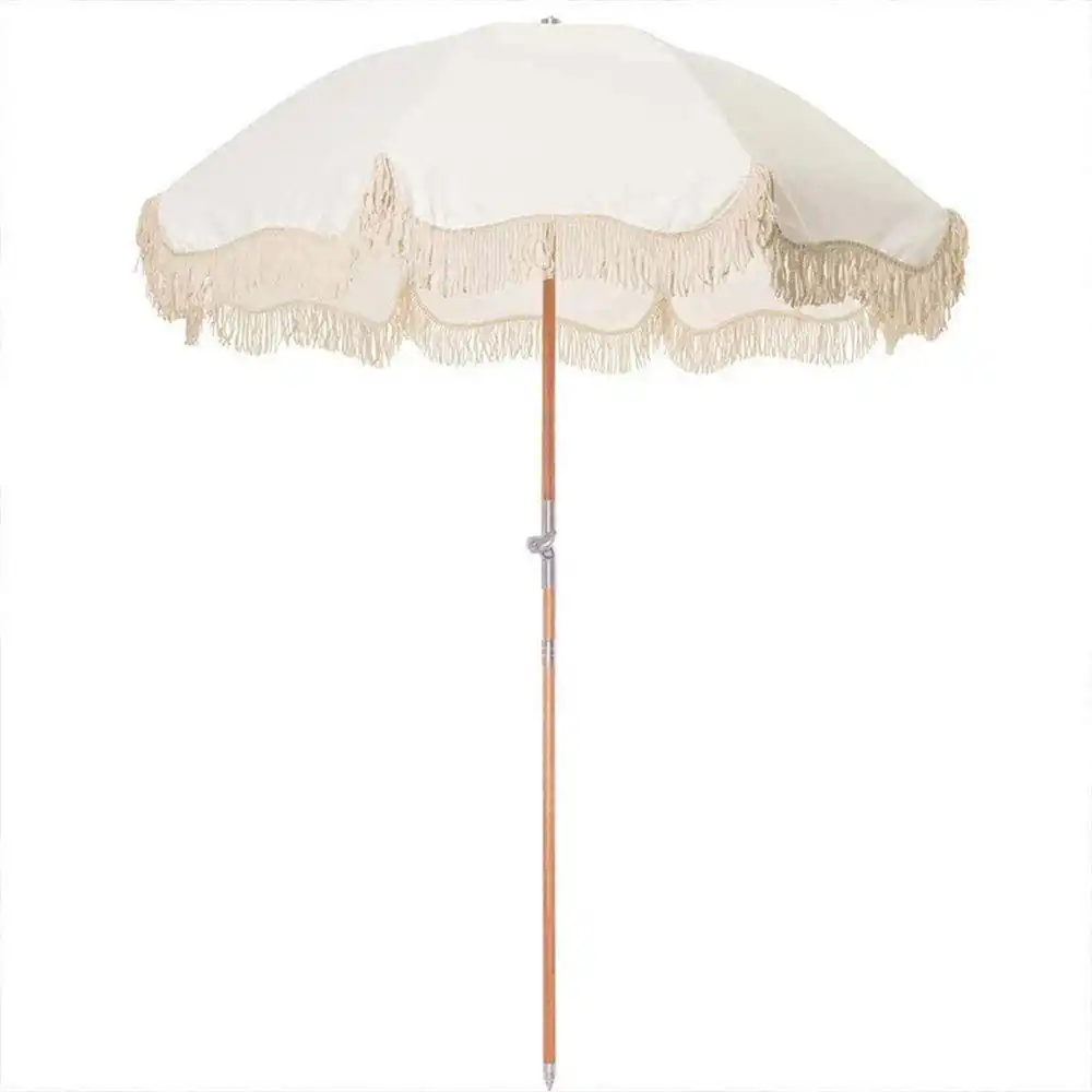Ovida palo in legno ombrellone gigante all'aperto promozionale Logo del cliente ombrellone ombrellone frange nappe cina