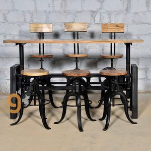 ชุดโต๊ะรับประทานอาหารแบบข้อเหวี่ยงปรับความสูงได้ทำจากโลหะและไม้โอ๊คสำหรับใช้ในบ้านห้องครัวห้องนั่งเล่น - Product Image 6