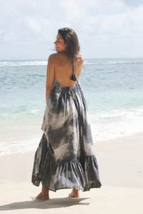 เดรสยาวผ้าทอสีหวานแบบไทได  รักษ์โลก ซักได้ คอทรงกลม แขนกุด ผ้าฝ้าย 100% - Product Image 4