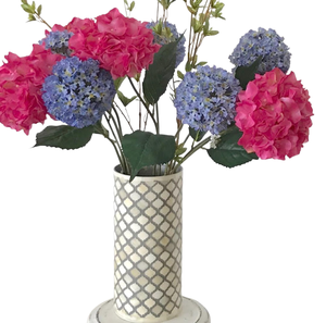 Vase à fleurs en incrustation d'os pour fleur sèche en forme de cylindre et conception de feuille pour Table à manger salon bureau à domicile hôtel Tradnary - Product Image 1