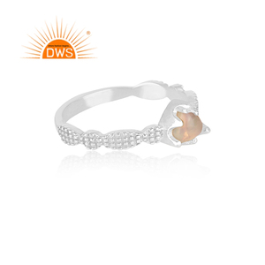 Dainty Fire Ethiopian <b>Opal</b> Gemstone Stackable Women's <b>Ring</b> Jewelry Supplier 925 Texture Sterling <b>Silver</b> Hand Hammered <b>Ring</b> - Product Image 3