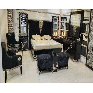 Ensemble de meubles de chambre à coucher en teck de qualité supérieure, finition noire moderne, ensemble de meubles de chambre à coucher Royal Maharaja au prix d'usine au Royaume-Uni - Product Image 1