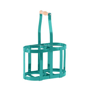 Vente en gros de 2 bouteilles de vin avec revêtement en poudre verte Vaisselle de bar en métal pour bar et hôtels Vin Whisky Bière Support de stockage - Product Image 2