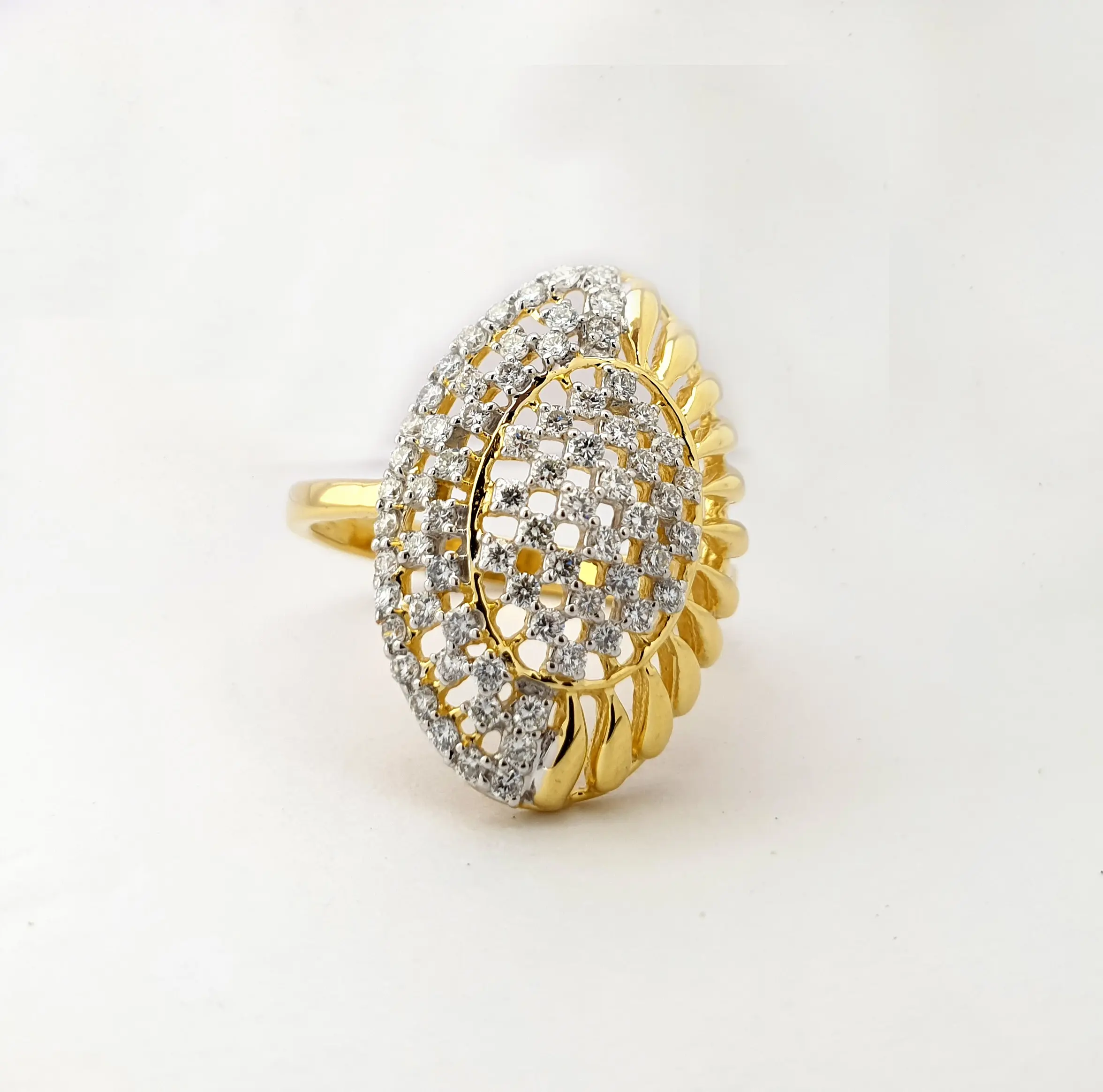 Ring Gold Jewellery Women CVD Made In India Cocktail Diamond Ring