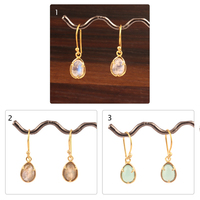 Haute qualité véritable arc-en-ciel sapin pierre de lune broche réglage crochet Style laiton boucle d'oreille 18k plaqué or minimaliste oeuf forme boucle d'oreille