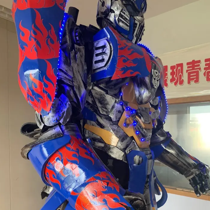 Faça diversão 2.7 m halloween cosplay transformerss ternos azul optimus prime fantasia robô espuma