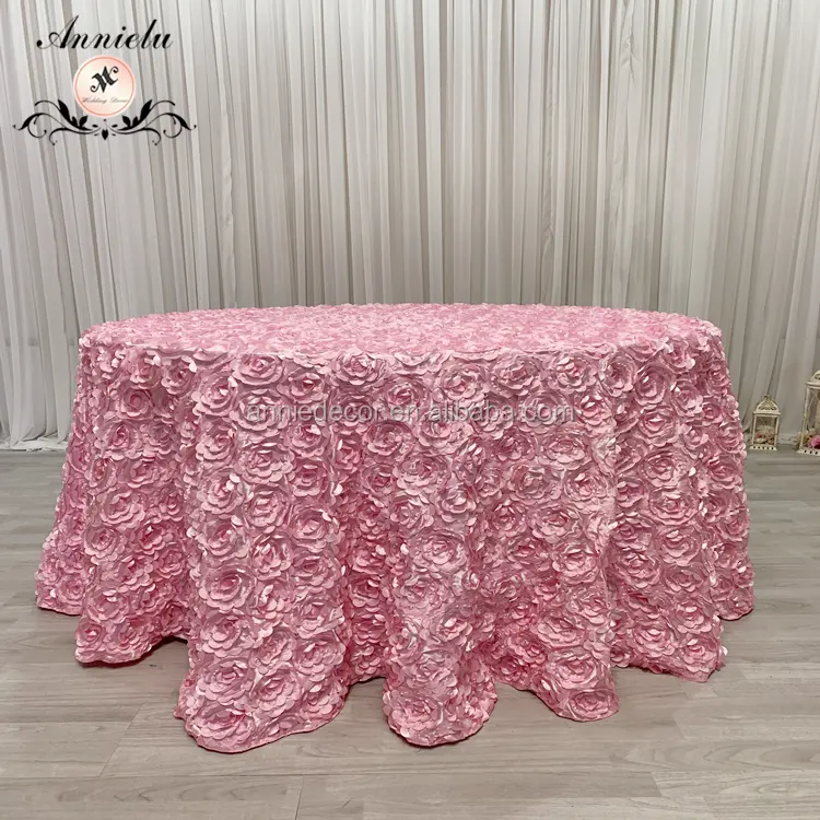 Factory Direct Rosette Satin Fabric Table Cloth Wedding Decorative
