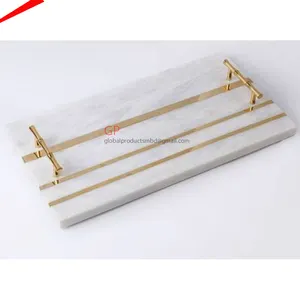 Plateau décoratif en marbre noir avec papillon, décoration d'hôtel et de mariage - Product Image 6