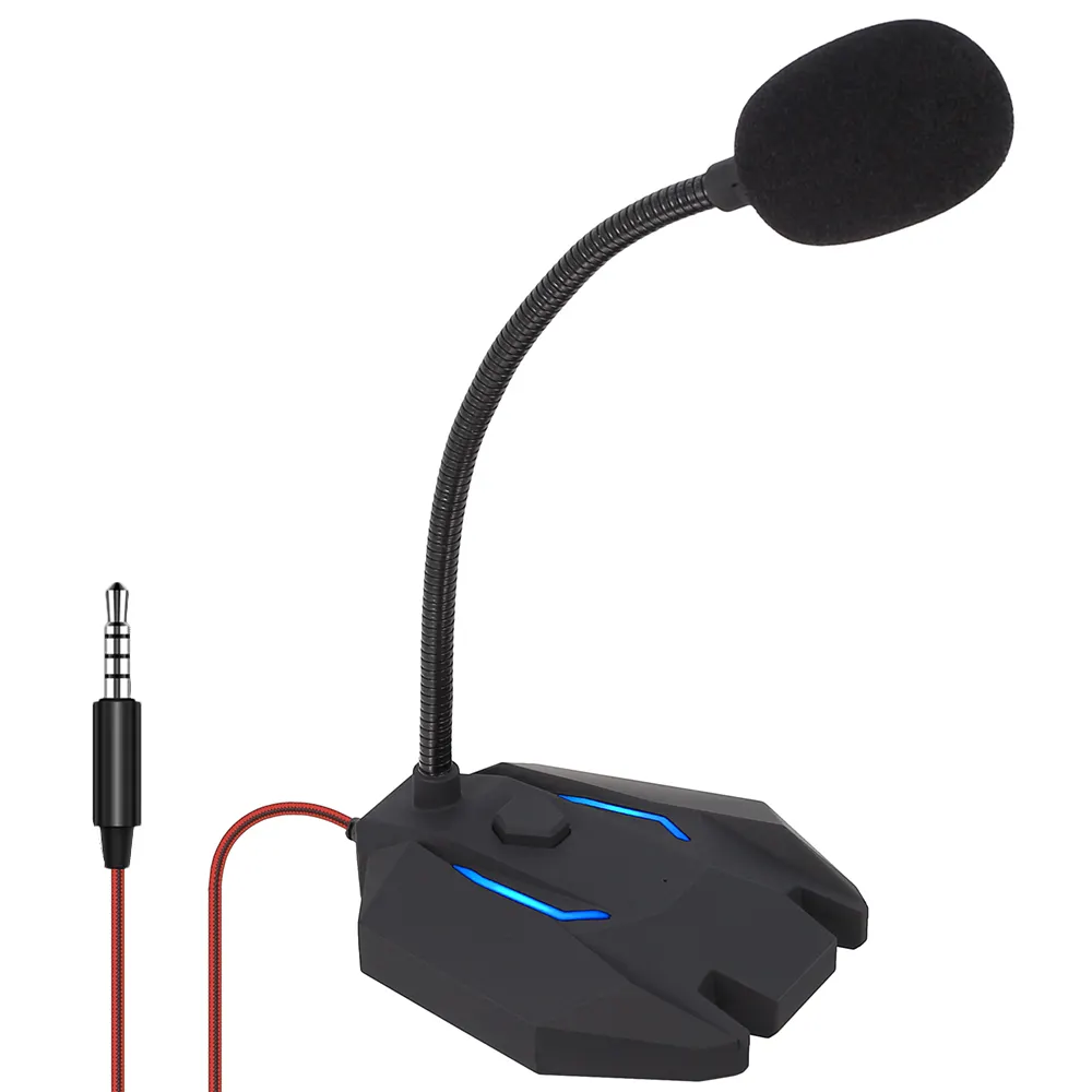 Mikrofon 3.5 Grosir, Mikrofon untuk Rekam Pc Berdiri Meja Desktop Portabel, Mikrofon Rapat Kondenser MIK Dapat Disesuaikan
