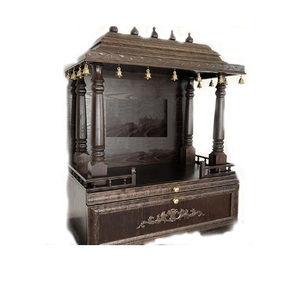 Mandir en bois de teck brun foncé, design moderne pour la maison, finition naturelle, durable, taille personnalisée, DST EXPORTS, Mandir en bois de teck USA - Product Image 1