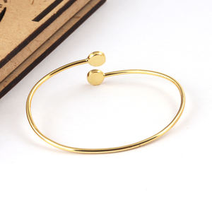 Brazalete creativo chapado en oro amarillo, pulsera minimalista redonda de doble piedra, naranja, azúcar, drusa - Product Image 6