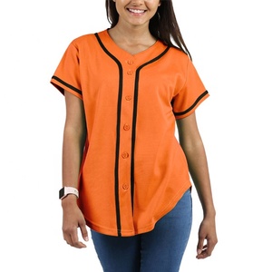 Camiseta deportiva de béisbol para mujer, estilo hip hop, manga corta, con botones, personalizada, promocional, ajustada. - Product Image 6