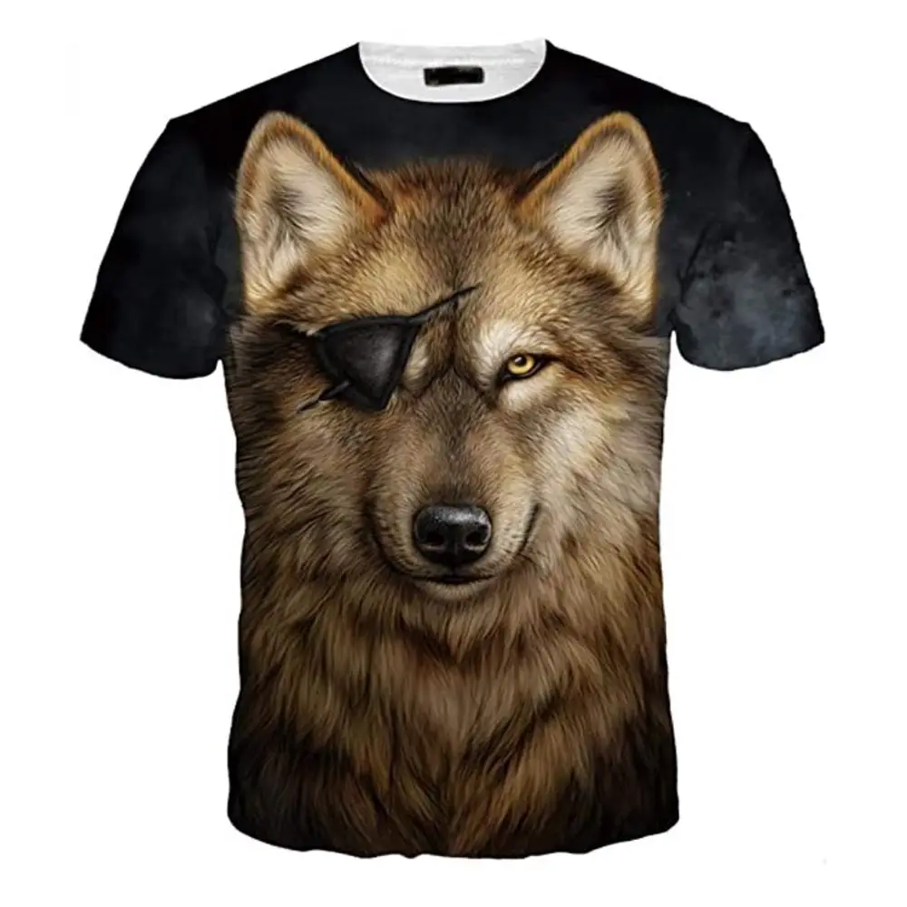 Camiseta de diseño 3d para hombre, camiseta Unisex con estampado de animales, sublimación, poliéster/algodón, venta al por mayor