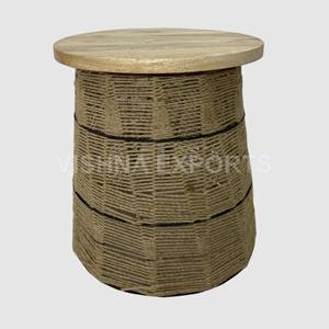 Mesa auxiliar tejida con cuerda de yute de estilo moderno hecha a mano artesanal india, muebles fijos para el hogar y la sala de estar - Product Image 4