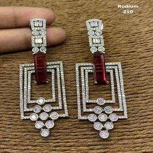 Meetali creation-pendientes largos chapados en plata y Diamante, pendientes de diamante con forma de gota, precio más bajo - Product Image 1