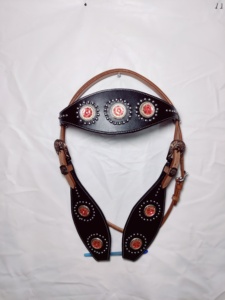 Headstall แบบตะวันตกมาพร้อมกับหัวเข็มขัดฮาร์ดแวร์ที่กำหนดเองซึ่งมีชุดหมุด headstall ม้าตะวันตกในราคาขายส่ง - Product Image 4