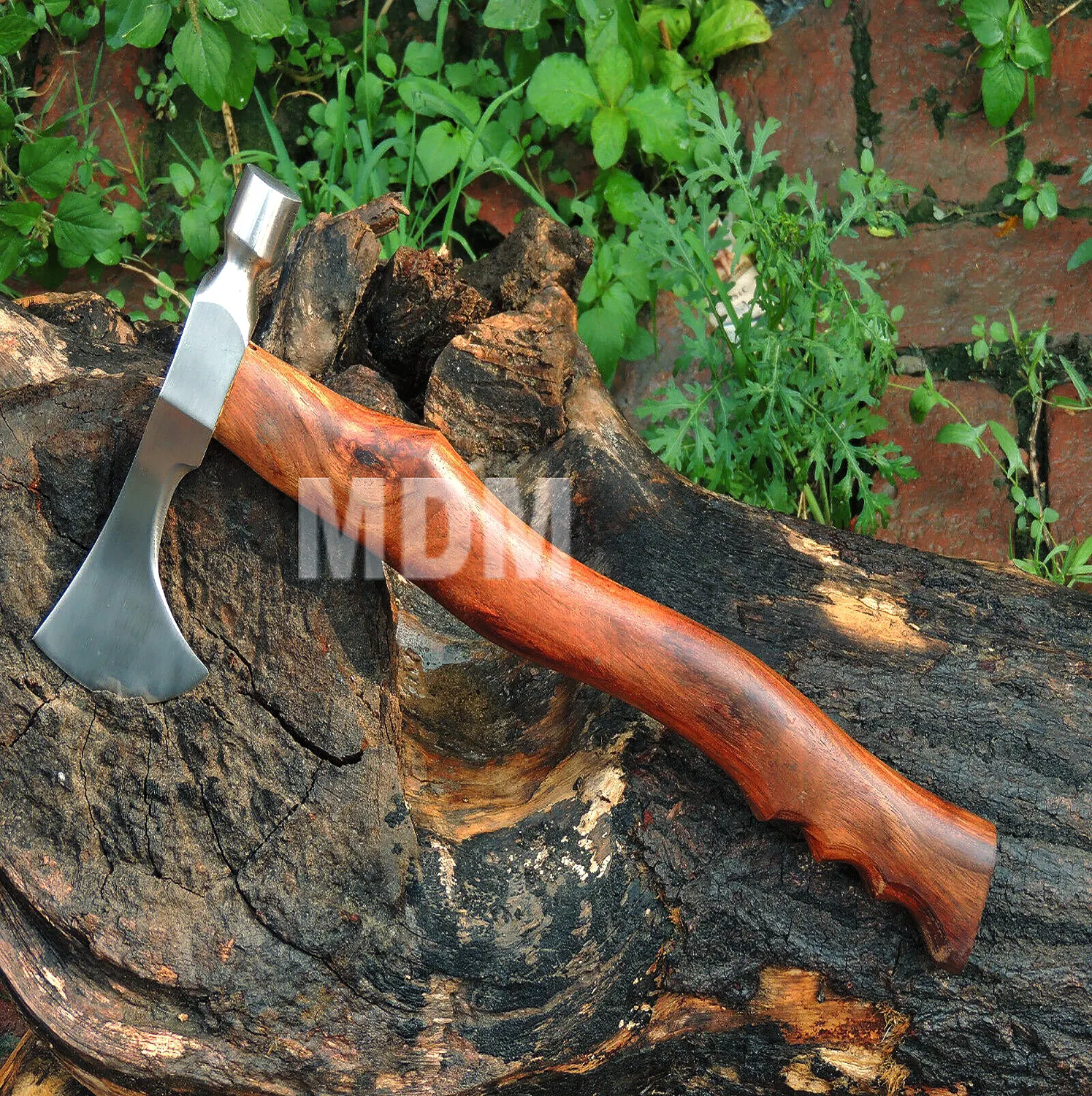 Không Gỉ Xách Tay Trại Axe Đa Công Cụ Búa Đẹp Handmade Axe Thép Carbon Cao 18 "Gỗ Xử Lý Với Da Vỏ Bọc