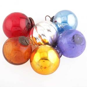 Conjunto hecho a mano de 6 piezas, adornos de árbol de Navidad con forma de vidrio Multicolor, bolas, GSET-07 al por mayor - Product Image 1