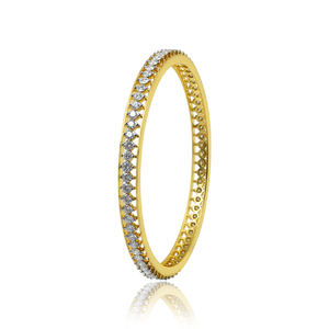 Luxury design high quality <b>gold</b> <b>plated</b> 925 sterling silver zircon white stone <b>bangle</b> for wedding anniversary party gift jewelry - Product Image 2