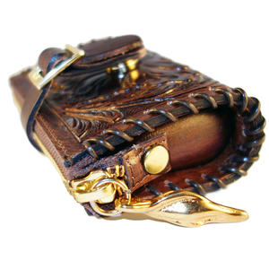 Porte-monnaie fait à la main en cuir marron pour femme, 6mm, Vintage, avec quincaillerie doré - Product Image 5