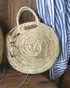 <b>Small</b> Beach New Style 2024 for Women Day Out Use It Daily Moraccan Straw Simple Round <b>Basket</b> - Product Image 1