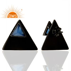 Boucles d'oreilles en calcédoine bleue, pierres précieuses, en argent 925, vente en gros, nouvelle collection - Product Image 3