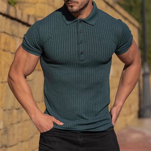 Camiseta de manga corta con cremallera para hombre, Polo con estampado de elementos de diseño Slim Fit, venta al por mayor - Product Image 6