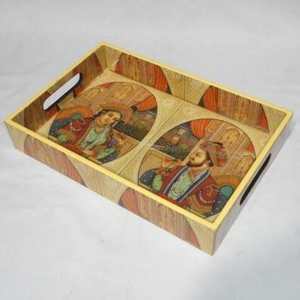 Bandeja de Servir Multifuncional Decorativa de Madera con Esmalte Impreso, Hecha a Mano, para Almacenamiento de Vajilla en la Sala de Estar, Diseño Moderno y Lujoso - Product Image 5