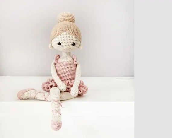 Desain OEM VINAWOCO Penari Balet Mainan Rajut Kerajinan Tangan Amigurumi untuk Anak-anak, Dekorasi