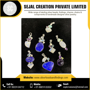 Venta caliente 925 plata esterlina piedra preciosa colgante compromiso encantos joyería número único patrón fino colgantes y dijes - Product Image 5